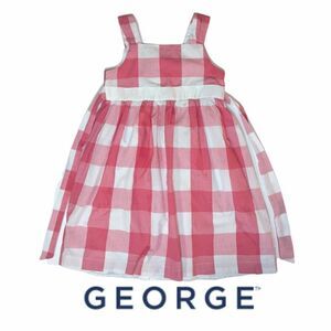 Girls George Pink & White Plaid A-Line Dress, Size 8